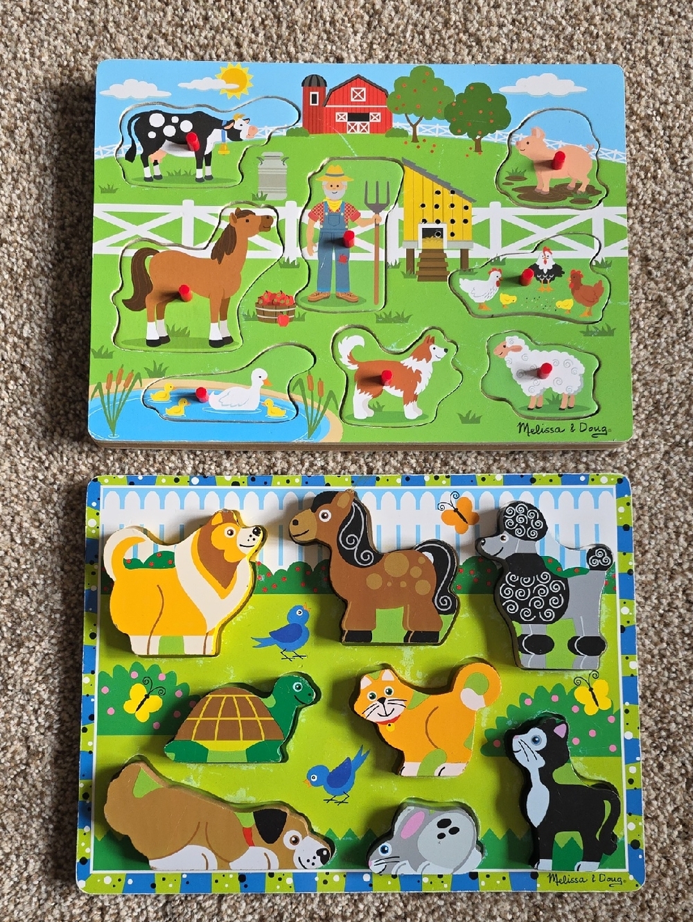 Melissa & Doug See & Hear Wooden Farm & Pet Block Puzzles